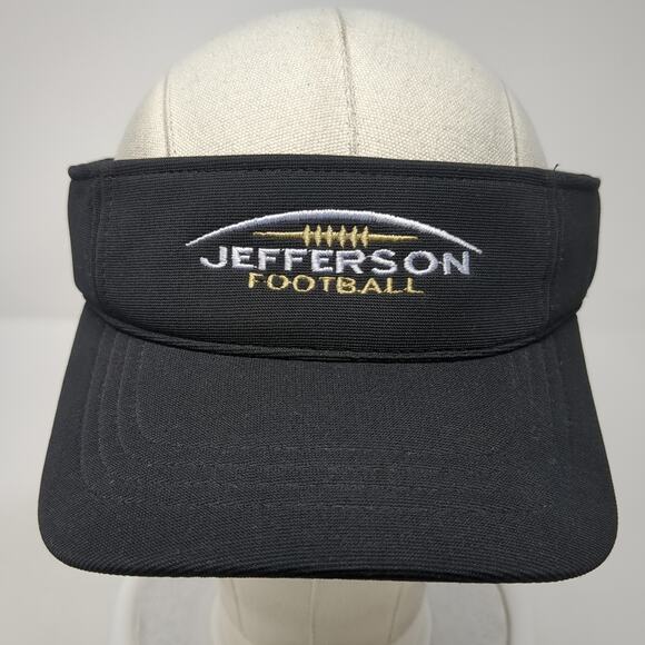 Jefferson Football Strapback Visor Hat Black One Size Embroidered - Picture 2 of 9